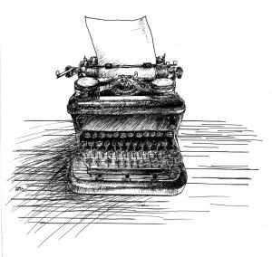 drawing of a typewriter